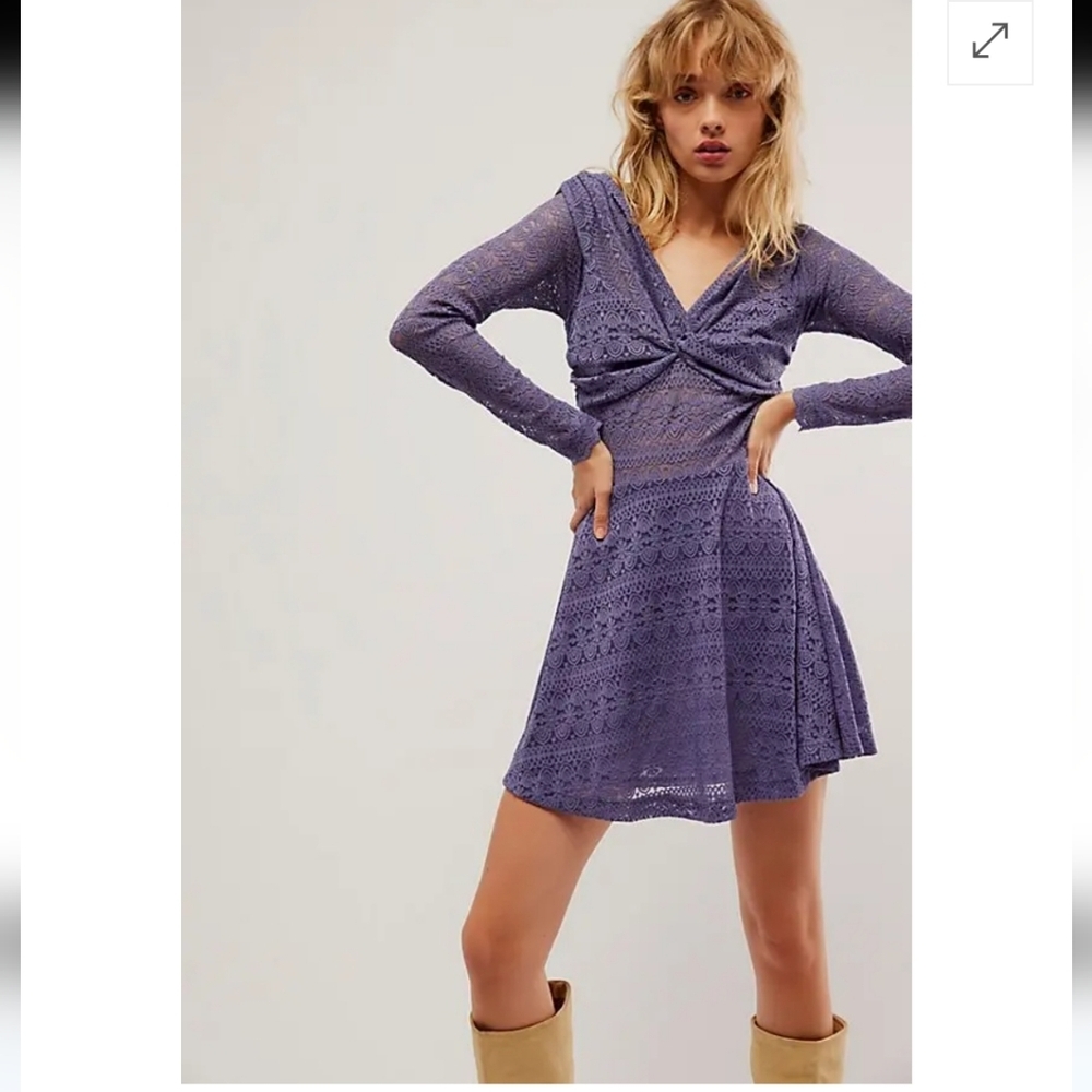 Free People  Lila Mini Dress Size M Boho Chic Fairy Nwot